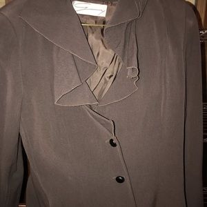 Chocolate Brown Ruffle Neck short Jacket